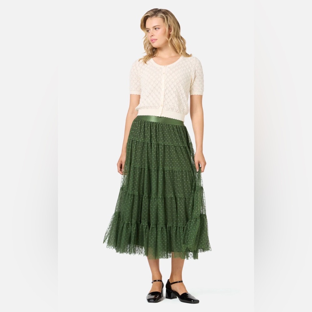 Elegant Green Tiered tulle Skirt